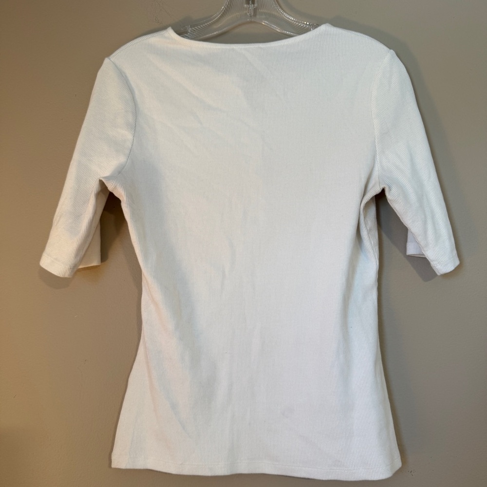 Sezane Theodora Ecru T-Shirt Henley Large - Picture 8 of 10